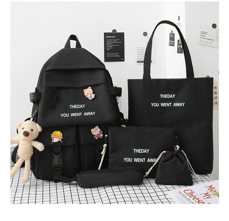 ODM New Fashion Waterproof School Backpack Set for 5 Pieces Students 20-36L Capacity Unisex Design