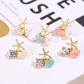 Eco-friend Enamel Alloy Earrings Cute Starfish Alloy Earring Sea shell for Women