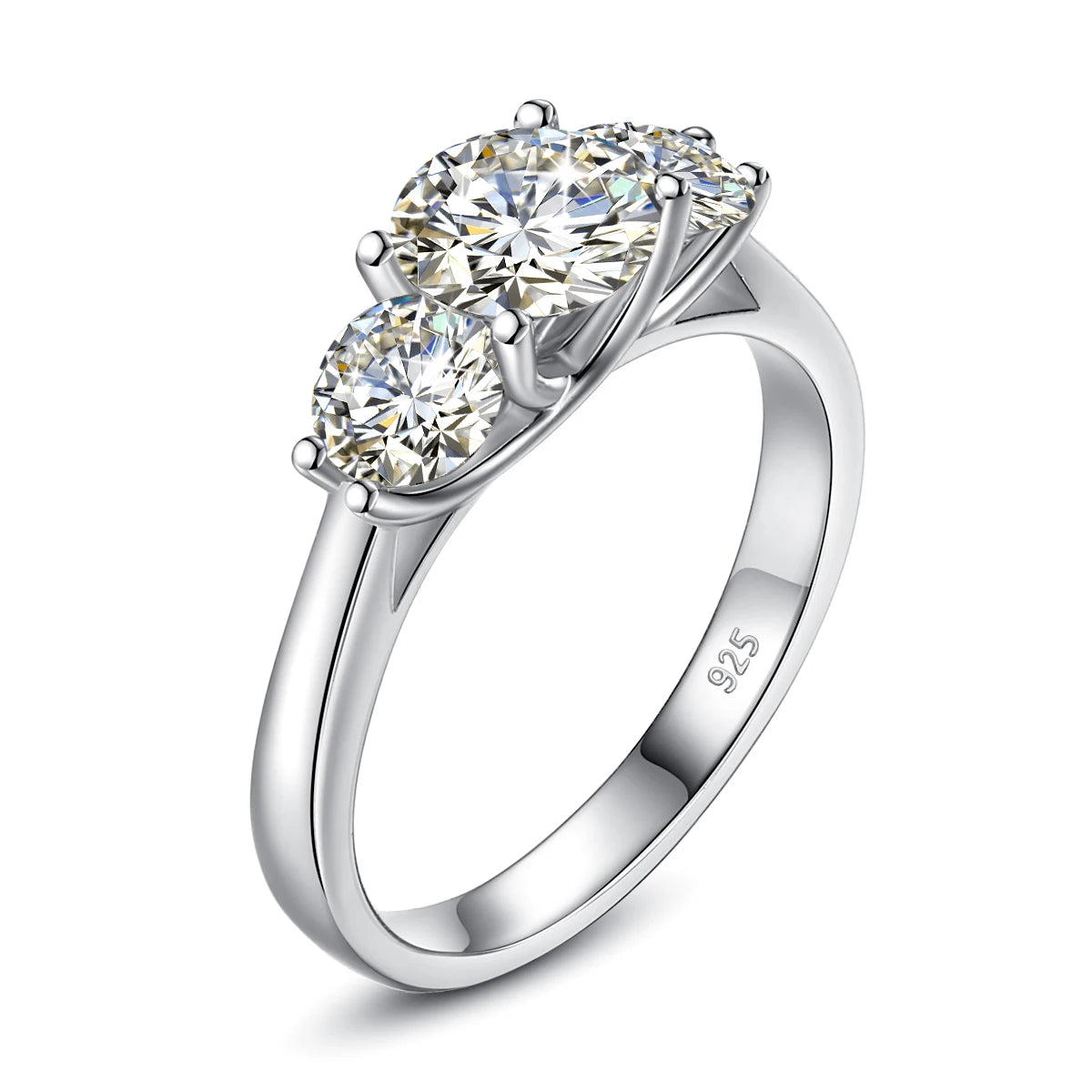 Classic 3 Stone Moissanite Party Bride Gift Fine 925 Silver Engagement Woman Custom Jewelry Diamond Ring Women