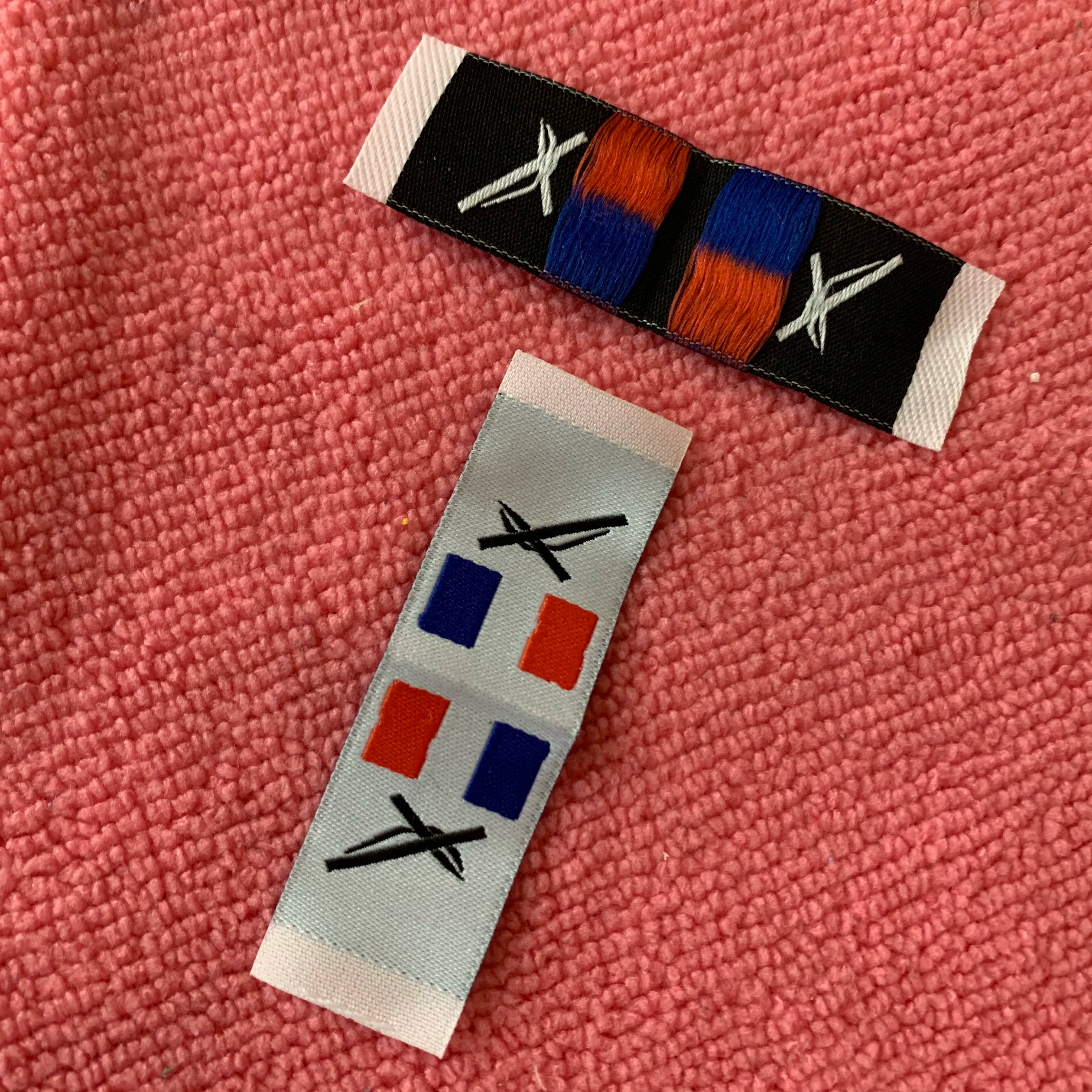 France Flag logo Woven Clothing Labelboth Sides Luxury Brand Name Woven Textile Label