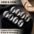 Tarnish Free Stylish Spinner Rings Customizable Animal Flower Moon Star Pattern Minimalist Stainless Steel Anxiety Ring Set Bulk