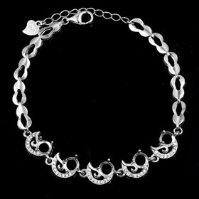 Sterling Silver 5*5mm Semi Mount Bracelet Empty Support Blank Claws Setting S925 Mountain Base Without Main Stone for Inlay DIY
