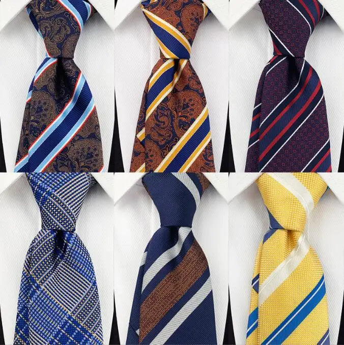 Striped Yellow Blue 8cm Silk Tie Men's Tie Wedding Business Formal Occasion Party Casual Gift Accessories