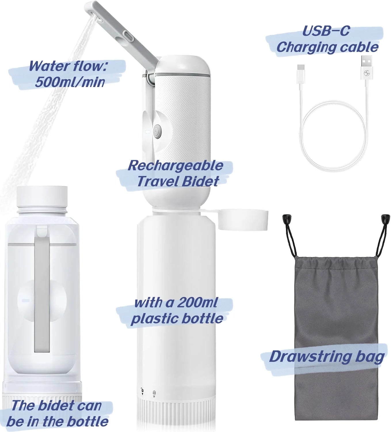 Hot Sale 200ml Portable Shattaf Bidet Sprayer Smart Plastic Peri Bottle for Personal Toilet Cleaning Modern Design for Muslims