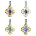 Elegant 925 Sterling Silver Dual Color Plated with Natural Ruby/Sapphire/Emerald/Tanzanite Fine Charm Clover Pendants for Gifts