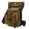 Wholesale Custom Men's Durable Canvas Waist Pack Pouch Fashion Outdoor Hiking Utility Thigh Drop Leg Bag with Zipper Closure