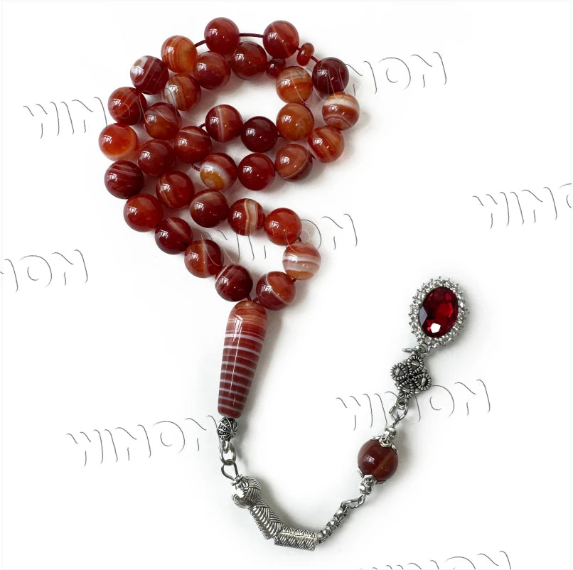 Natural Agate 10mm 33pcs Muslim Rosary Bead Islam Prayer Beads Tasbih Misbaha Tasbeeh Subha Islamic Rosary Beads Islamic Gifts