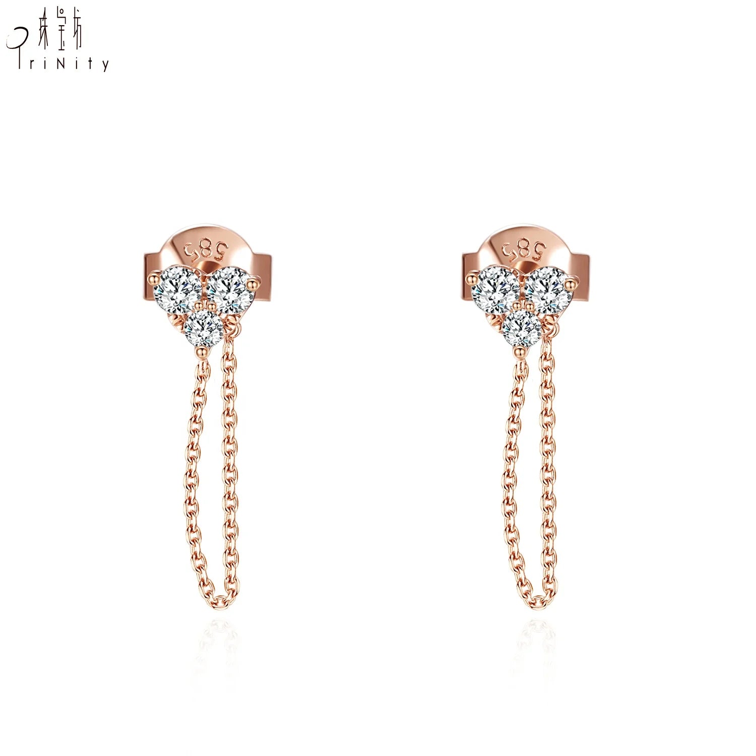 Hot Selling Minimalist Style Stud Earrings Fine Jewelry 14K Solid Gold Real Natural Diamond Drop Earrings For Women Daily Wear