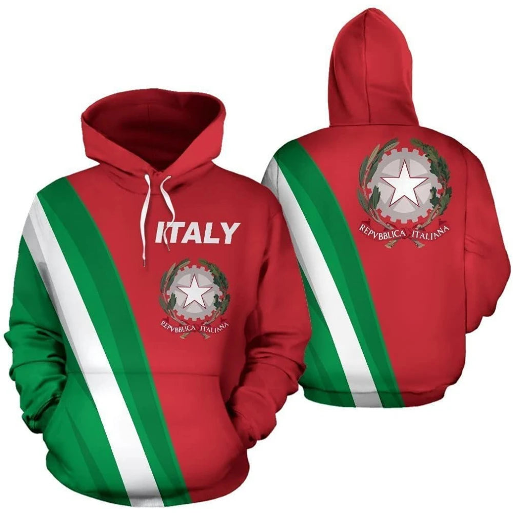 Fitspi Italy Hoodie 3d Country Flag Print Pullover Hoodies Sweatshirt Dropshipping