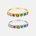 FUAMAY 925 Sterling Silver Ring 18k Gold Rainbows Ring for Women Colored Bezel Setting Eternity Ring
