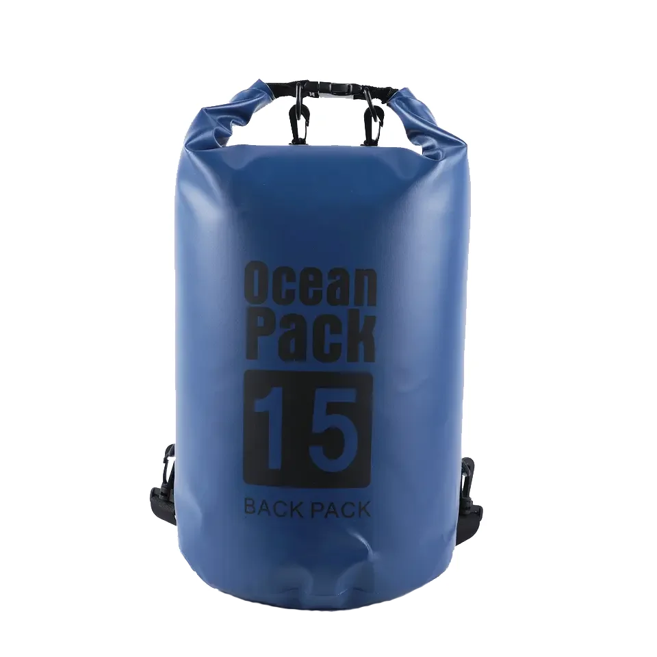 OEM 15L Waterproof Floating Dry Bag for Hiking with Double Straps
