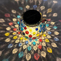 Solar Powered Outdoor Night Light Glass Peacock Bottle Decor Wishing Wave Dot 10cm Diameter for Lawn Courtyard Balcony Garden