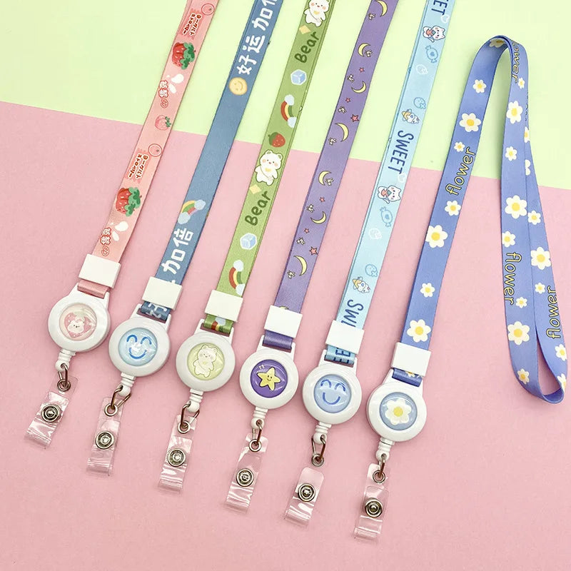 Custom Cartoon Retractable Lanyard Sublimation Printing Neck Strap Anime With logo Custom  Polyester Fabric Lanyards