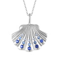 Yh Jewellery Elegant Women 925 Sterling Silver Summer Jewelry Platinum Plated Blue Cubic Zirconia Shell Sea Pendant Necklace