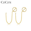 CZCITY Trending Thread Sterling Silver 925 Summer Minimalist Jewelry Fashion Simple Round Wire Earring