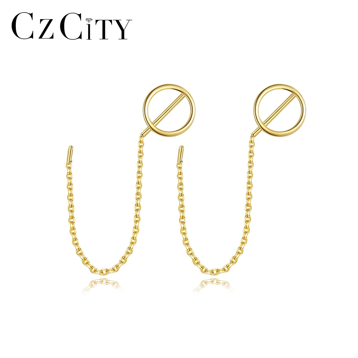 CZCITY Trending Thread Sterling Silver 925 Summer Minimalist Jewelry Fashion Simple Round Wire Earring