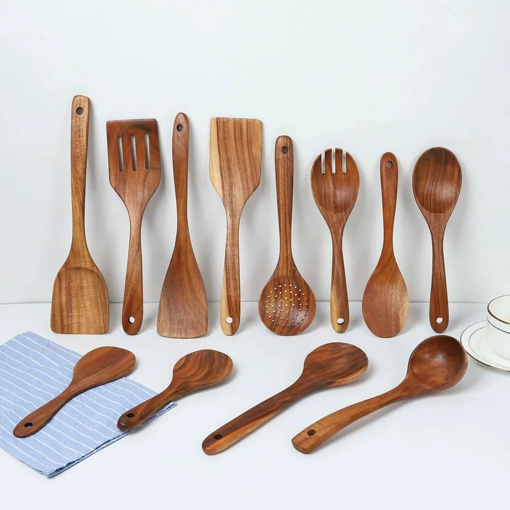 Japanese Style Lovewood Kitchenware Set Practical Tableware Including Teak Shovel Wooden Soup Spoon Salad Spoon Tool Set
