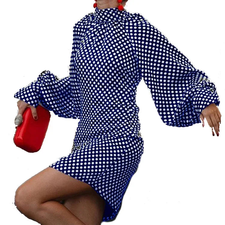 2024 European and American Fashion Spring and Autumn Women's New Wave Dot Printed Dress