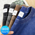 2025 Trendy Oversized Puff Print Men's Tshirts 230g Washed Fashion Styles 100% Cotton Knitted Solid Pattern