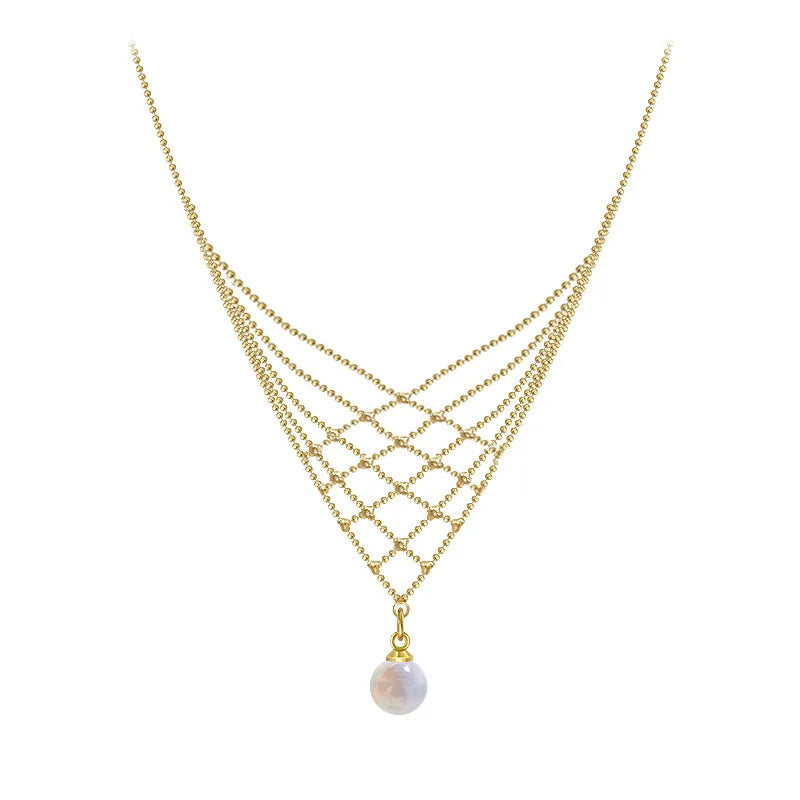 Elegant Pearl Fish Tail Lace Necklace Fashion 18k Gold Plated Choker Necklace for Women