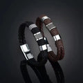 Classic Men's Double-Layer Leather Bracelet Woven Bracelet Rope Wrap in Black and Brown Special Style for DIY Customization