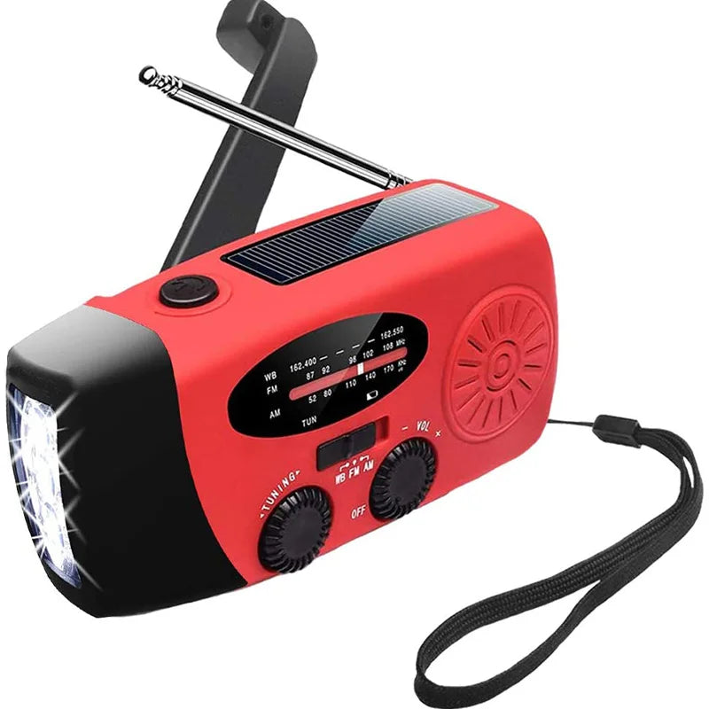 Kongbo Solar Powered Hand Crank Bright Led Flashlight AM/FM Weather Portable Survival Emergency Radio with USB Charged