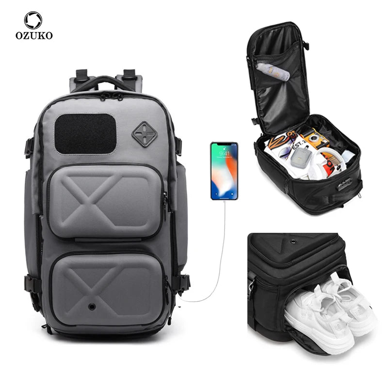 Ozuko 9309 Backpack Laptop Bags Mens 17 Inch Gym Sports Backpack for Men Sports Shoe Luggage Travel  Bags