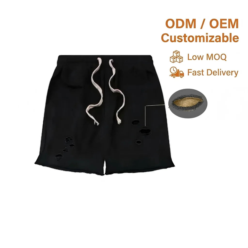 Men's Casual 360 Grams Cotton Sports Shorts Cotton Breathable Knitted Hot Shorts with Elastic Waist Solid Color EDM ODM