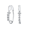 LOZRUNVE Women Jewelry Factory Silver 925  Prong Setting Diamond Safety Pin Hoop Earring