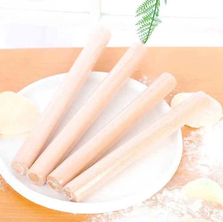Natural Smooth Pastry Making Dough Dumpling Wrapper Baking Utensils Custom Engrave Logo Beech Wooden Rolling Pin for Baking