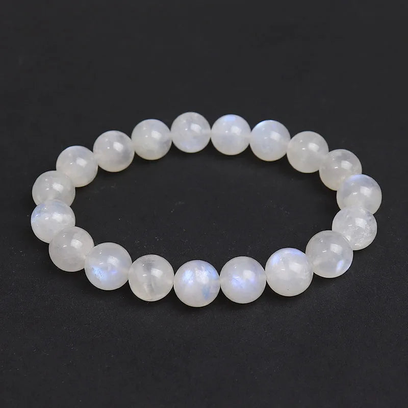 Natural 5A Blue Flash Rainbow Moonstone Crystals Bracelet Durable Stretch Cord Healing Bracelets for Women Gift