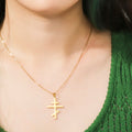Myshape Eastern Orthodox Cross Vintage Necklace Stainless Steel Church Symbol Cross Pendant Religious Jewelry Amulet Gifts