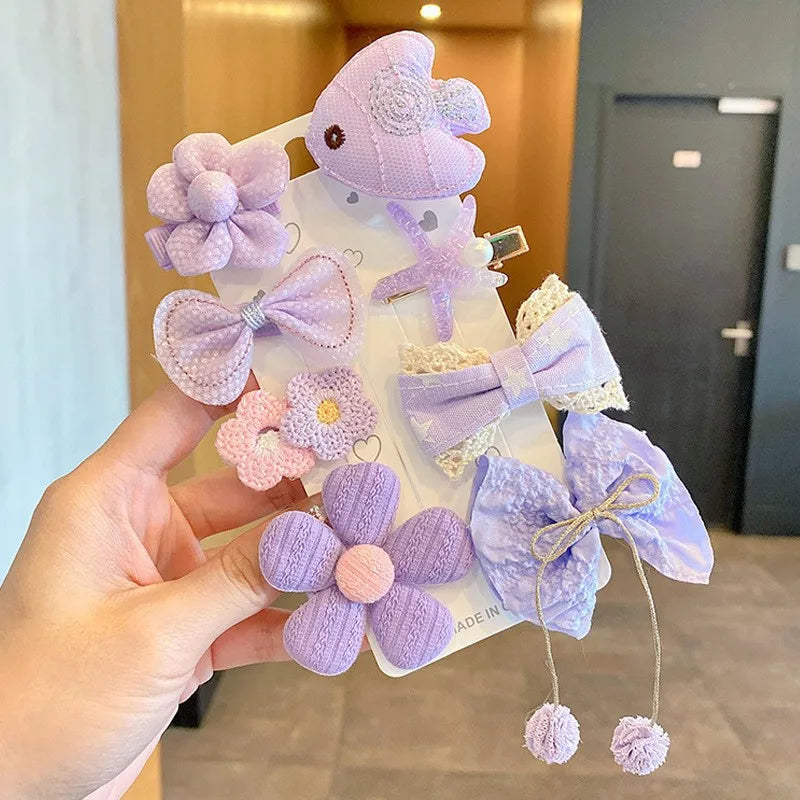 Wholesale  Kids Cute Princess Hair Accessories Hairpin Baby Girl Bow Hairpin Side Clip Plush Hairpin Set
