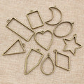 10pcs/lot Bronze Plated High Quality Geometric Figure Charm Photo Frame Hollow Glue Pendant Charms DIY Handmade