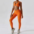 Custom Logo High Quality Running Fitness Sports Yoga Outfit Women Sets Orange Yoga Set