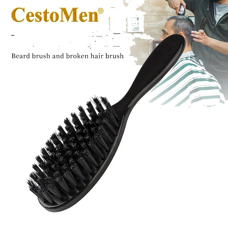 Hot Sale Premium Black Neck Brush Beard Brush Plastic Handle Beard Brush Grooming Tools for Barber Shop