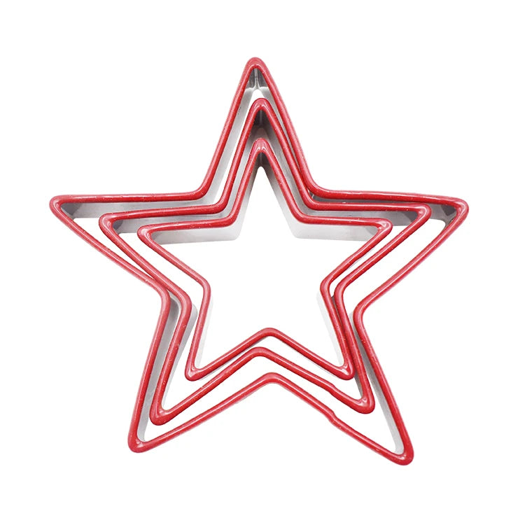 Kitchen Baking Accessories Stainless Steel Star Cookie Mold Set 3-Piece Eco-Friendly DIY Biscuit/Dough/Toast/Sandwiches Cutter