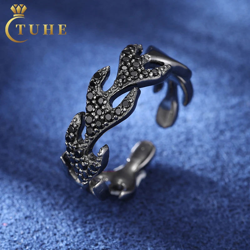 Original New Designs Hip Hop Jewelry 925 Sterling Silver VVS Moissanite Diamond Rust Proof Flame Ring for Gift