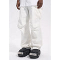 2024 Custom Label Men's Black Straight Flared Jeans Pants High Street Style Light Washed Stock for Drop Shipping