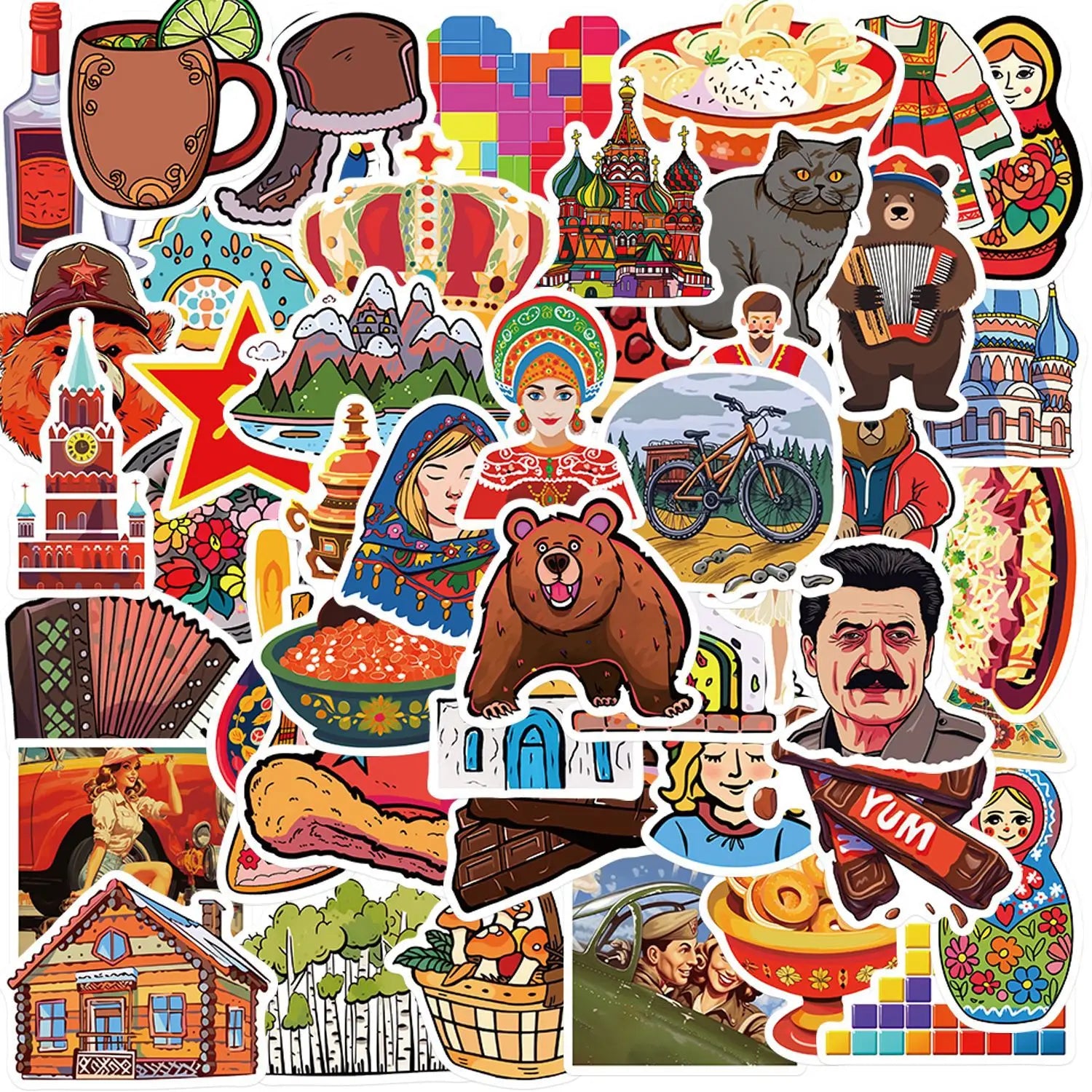 50Pcs Cool Russian Culture Logo Graffiti Sticker for Travel Gift Phone Laptop Bottle Vinyl Russia Decal Stickers