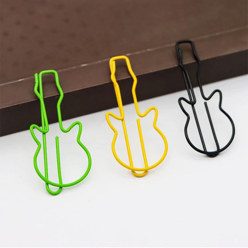 PET Coated Music Instrument Guitar Shape Paper Clips with Clear Box Funny Cute Planner Paperclips Bookmarks