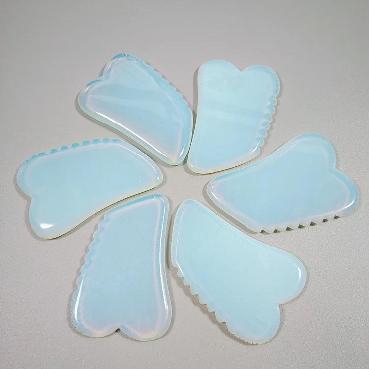 DIY Private Label 100% Natural Anti Aging Beauty Facial Skin GuaSha Scraping Tool Opalite Jade Gua Sha Stone Set of Gift Kit
