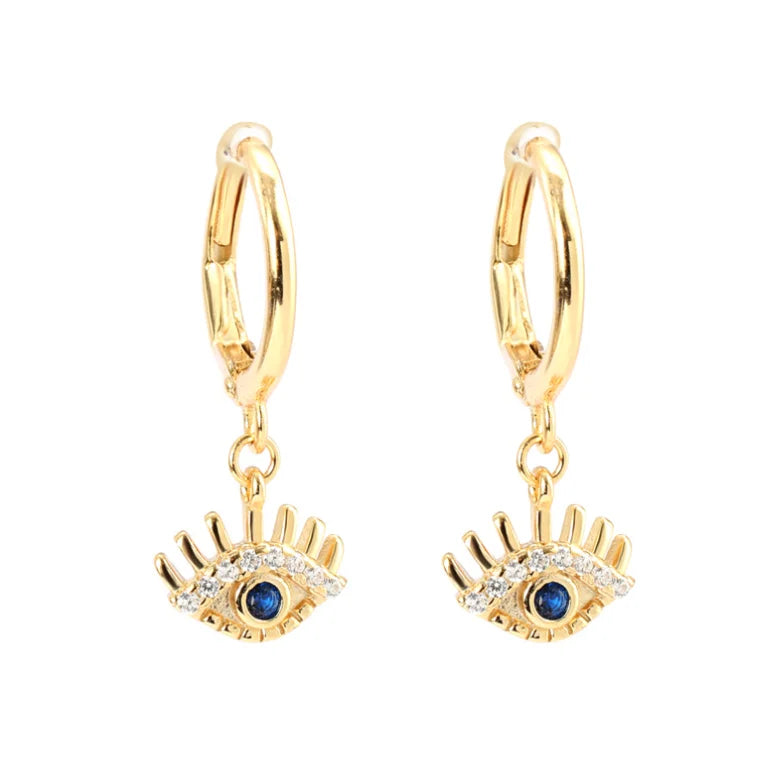 Zircon Hoop Earring 925 Sterling Silver ZIRCON Gemstone Eye Huggie Hoop Earrings Wholesale Women Jewelry