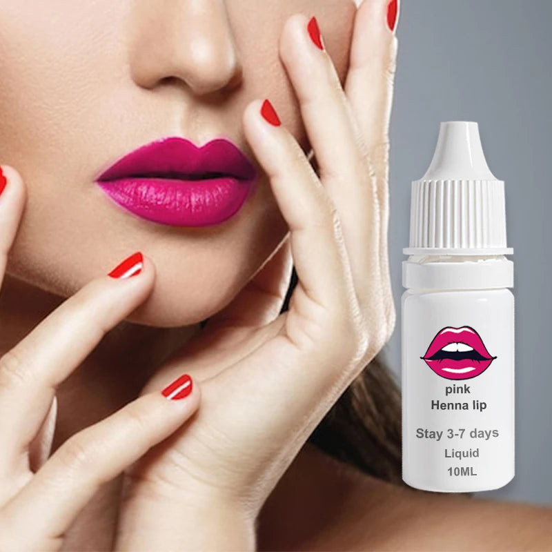 Private Label 10ml Red  pink 6 Colors Vegan  Liquid Henna Based Lip Stain Paste Tint Shade Dyes Pigment Labial Stay 3-7 Days