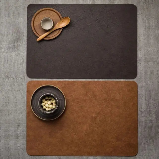 Tabletex Wholesale 6pc Set Leather Dinner Table Mat Classic Style Table Heat-resistant Non-Slip Washable Insulation Placemats