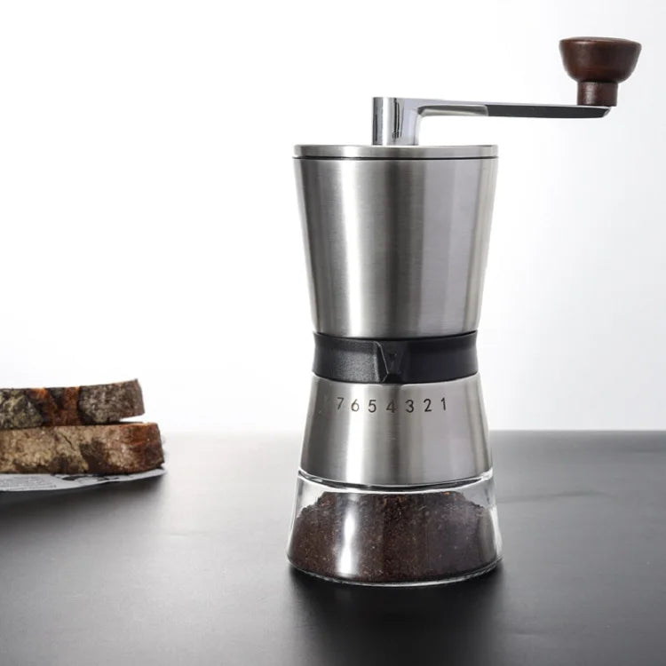 LFGB Professional Coarseness Adjustable Stainless Steel Best Hand Manual Coffee Grinder with Conical Ceramic Burr MegaBDM