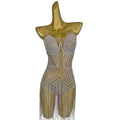 Sihaiyile Rhinestone Fringes Nightclub Party Dress Ladies Stripper Outfits Gogo Dancer Costume Women Cocktail Prom Sheath Dress