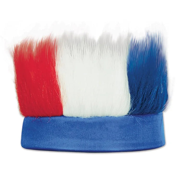 Colorful Patriotic Hairy Headband Red/White/Blue Crazy Hair Band for 4th of July Party Celebrations