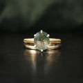 OL1164 Abiding Wholesale 6 Prong Big Size Oval Cut 8x10MM Moss Agate Half Eternity 925 Sterling Silver Handmade Ring Set