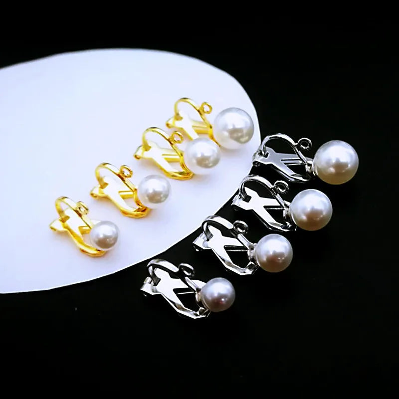 Gold Plated Jewellery Stainless Steel U Shape Screw Ear Clip Earring Settings 8mm Bead Base Blank Fit DIY Ear Jewelry Making